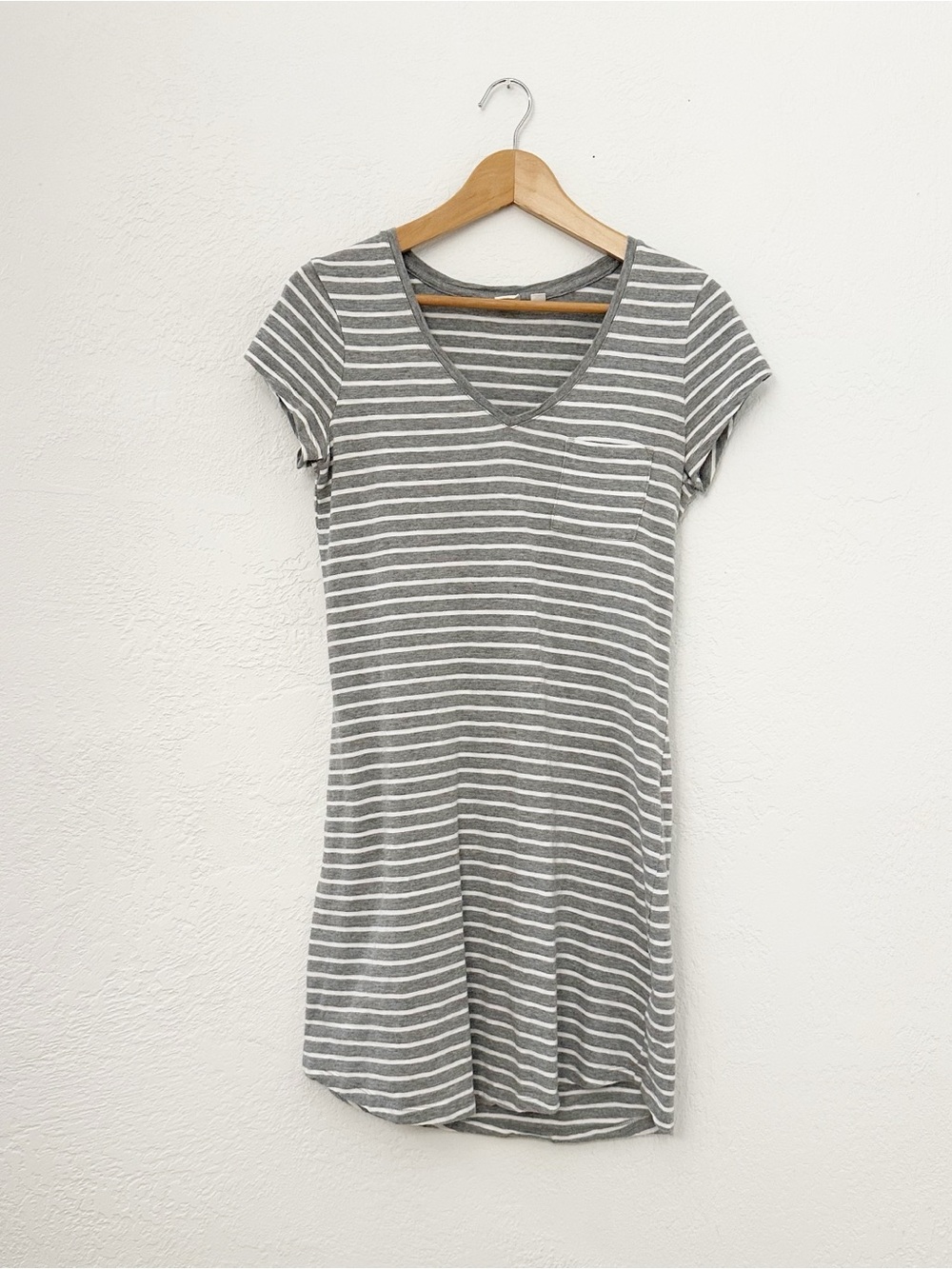Gap Gray & White Striped T Shirt Dress Cotton Modal Blend